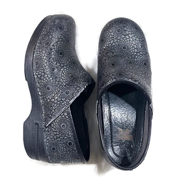 Dansko Black Embossed Leather Professional Clogs - Picture 7 of 11